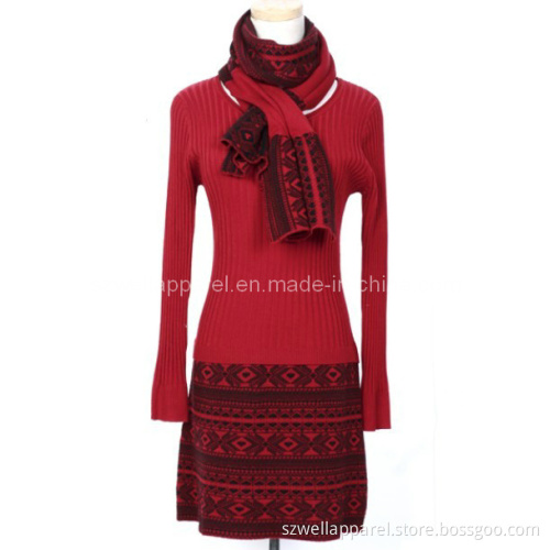 Woman's Knitted Fashion Jacquard Pullover Sweater (SZWA-0928)